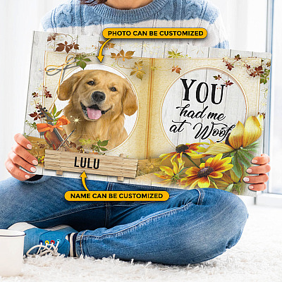 Alternative view of Custom Photo You Had Me at Woof Wrapped Framed Canvas Prints - Unframed Poster - Pet Portrait