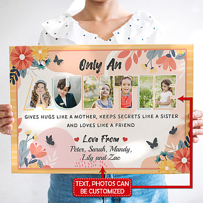Alternative view of Custom Photo Only An Auntie Give Hugs Like A Mother Loves Like A Friend Framed Canvas - Poster - Funny Auntie Gift