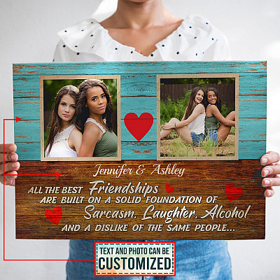 Alternative view of Custom Photo All The Best Friendships Are Built On Sarcasm Laughter And Dislike Same People Framed Canvas - Poster