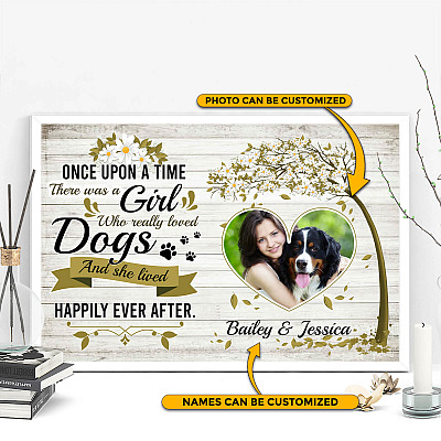 Alternative view of Personalized Photo Once upon A Time There Was a Girl Who Really Loved Dogs Framed Canvas - Unframed Poster