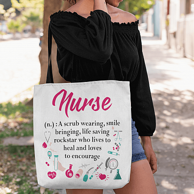 Alternative view of Happy Nurse Week 2021 Gift Nursing Definition AOP Tote Bag - Shoulder Bag - Grocery Shopping Bag
