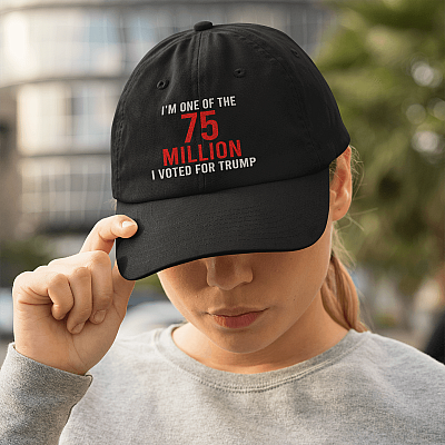 Alternative view of I'm One Of The 75 Million I Voted For Trump Twill Cap - High-Profile Snapback Hat - Sarcastic Hat For Men - Support Trump Hat