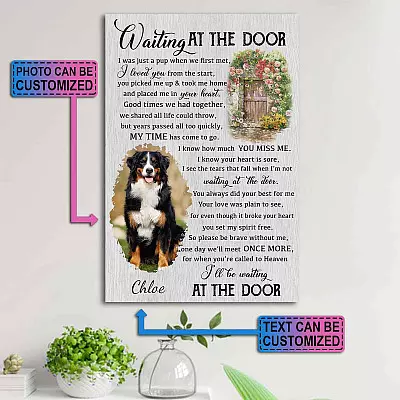Custom Photo Dog Waiting At The Door Framed Canvas - Unframed Poster - Missing Dog In Heaven Gift