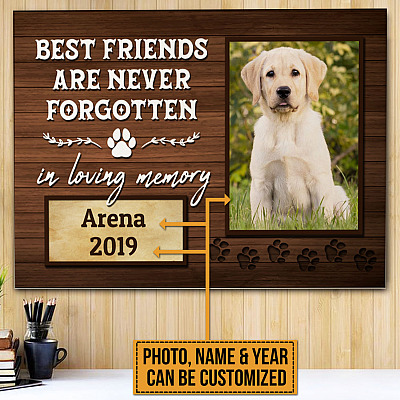 Personalized Custom Photo Dog Best Friends Are Never Forgotten in Loving Memory Framed Canvas - Unframed Poster