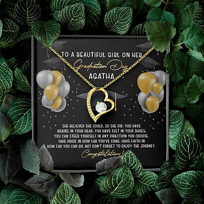 Personalized She Believed She Could So She Did Forever Love Necklace - Graduation Gift Necklace