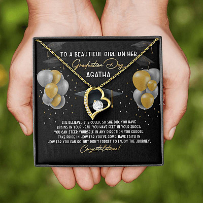 Personalized She Believed She Could So She Did Forever Love Necklace - Graduation Gift Necklace