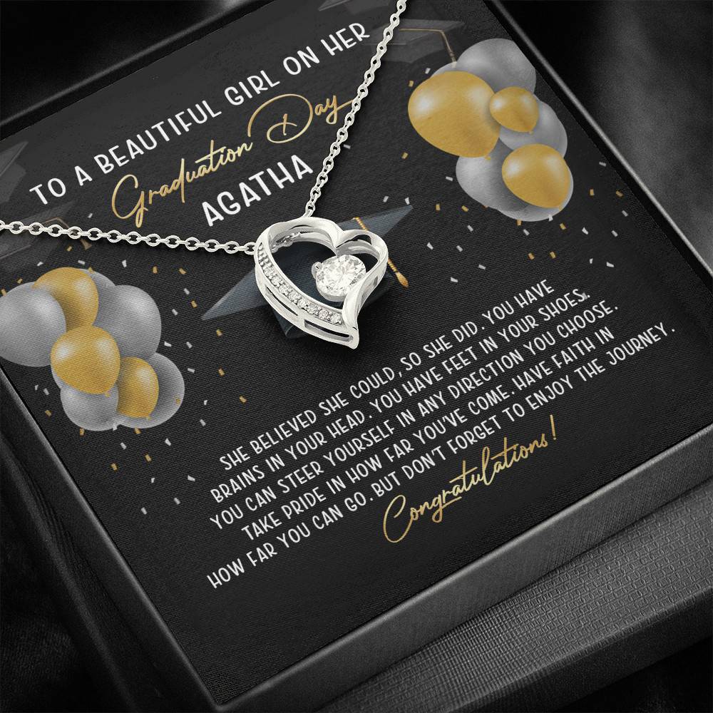 Personalized She Believed She Could So She Did Forever Love Necklace - Graduation Gift Necklace