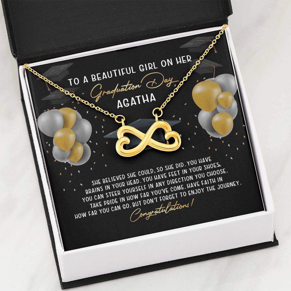 Personalized She Believed She Could So She Did Infinity Heart Necklace - Graduation Gift Necklace