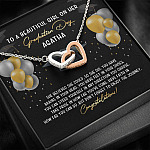 Personalized She Believed She Could So She Did Interlocking Hearts Necklace - Graduation Gift Necklace