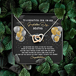 Personalized She Believed She Could So She Did Interlocking Hearts Necklace - Graduation Gift Necklace