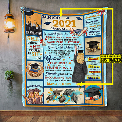 Alternative view of Personalized to My Daughter Senior 2021 Graduate Fleece Blanket - Sherpa Blanket - Woven Blanket