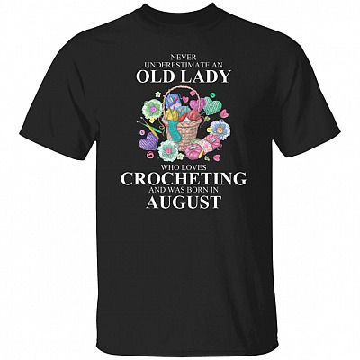 Loves Crocheting August, Black, Unisex T-Shirt
