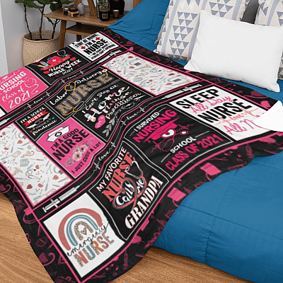 Alternative view of Nurse Gift Sleep All Day Nurse All Night Fleece Blanket - Premium Sherpa Blanket - Woven Blanket