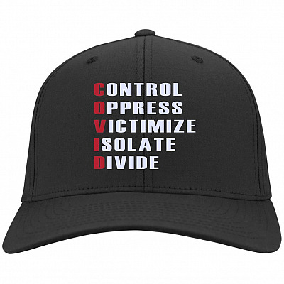 C-O-V-I-D Hat, Black, Twill Cap