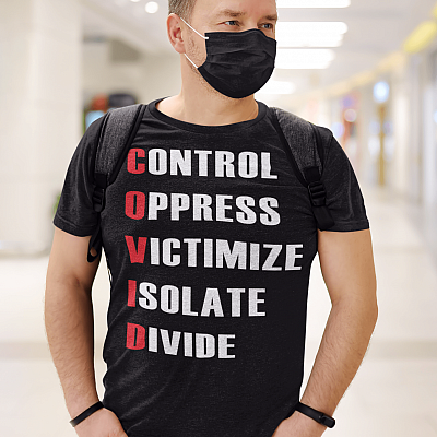 Alternative view of C-O-V-I-D Shirt Control Oppress Victimize Isolate Divide T-Shirt - V-Neck Tee