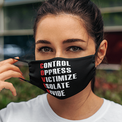 Alternative view of C-O-V-I-D Control Oppress Victimize Isolate Divide Washable Reusable Custom - Printed Cloth Face Mask
