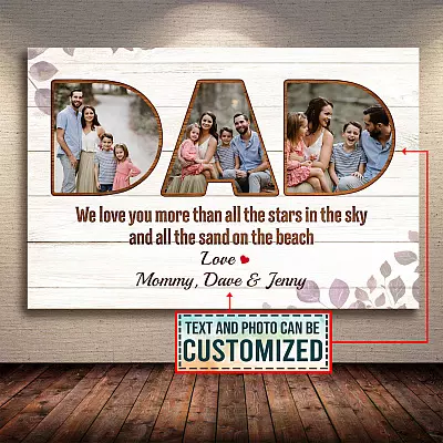 Personalized Photo Dad We Love You More Than All The Stars In The Sky Framed Canvas Prints - Unframed Poster
