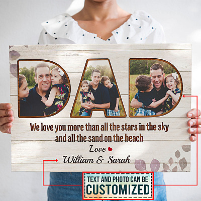 Alternative view of Personalized Photo Dad We Love You More Than All The Stars In The Sky Framed Canvas Prints - Unframed Poster