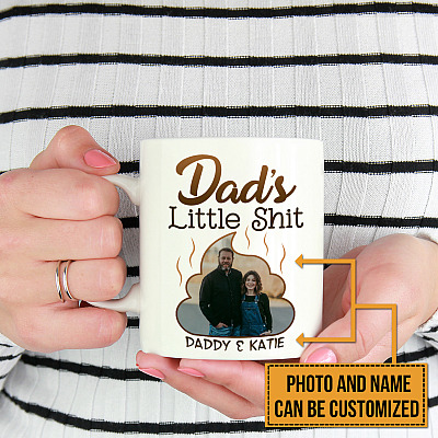 Alternative view of Personalized Photo Dad's Little Shit Ceramic Coffee Mug - Beer Stein - Water Bottle - Color Changing Mug