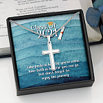 Take Pride In How Far You Can Come Class Of 2021 Artisan Crafted Cross Necklace - Graduation Gift Necklace