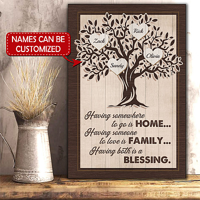 Personalized Family Tree Gallery Wrapped Framed Canvas Prints - Unframed Poster - Home Decor Wall Art