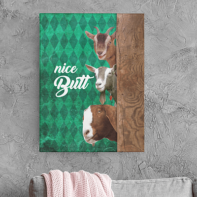 Alternative view of Vintage Retro Goats Nice Butt Framed Canvas - Unframed Poster - Funny Bedroom Bathroom Wall Decor