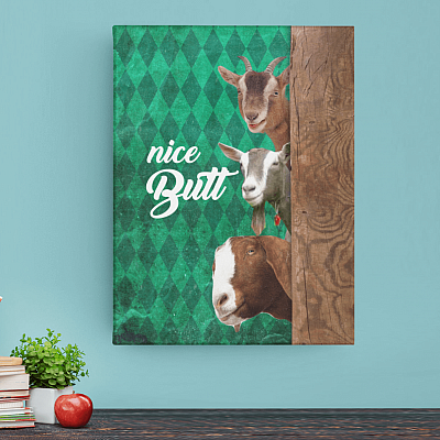 Vintage Retro Goats Nice Butt Framed Canvas - Unframed Poster - Funny Bedroom Bathroom Wall Decor