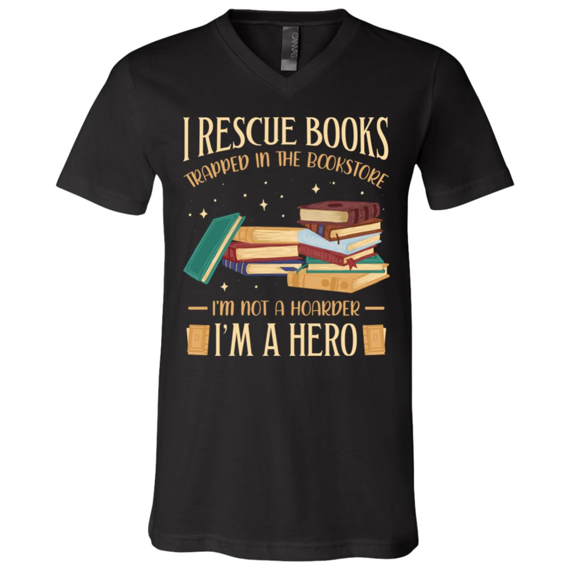 books, Black, V-Neck T-Shirt