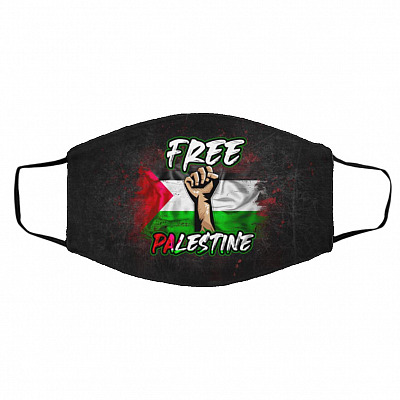 Free Palestine 2 Mask, White, Cloth Face Cover – Medium/Large