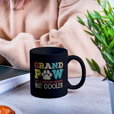 Alternative view of Grandpaw Like A Regular Grandpa But Cooler Retro Ceramic Coffee Mug - Water Bottle - Color Changing Mug