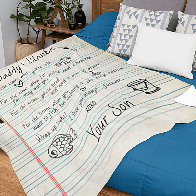 Alternative view of From Son Daddy's Blanket for the Times When You're Cold Love You Always Fishing Fleece-Mink Sherpa-Woven Blanket