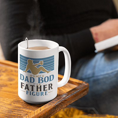It's Not a Dad Bod It's a Father Figure - Funny Beer Dad Ceramic Coffee Mug - Beer Stein - Water Bottle - Color Changing Mug
