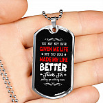 Bonus Dad Made My Life Better Thanks For Putting Up With My Mom Dog Tag Pendant Necklace