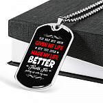 Bonus Dad Made My Life Better Thanks For Putting Up With My Mom Dog Tag Pendant Necklace