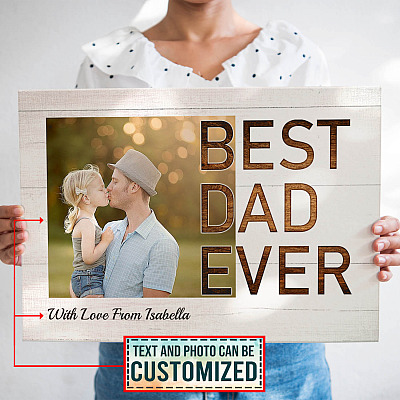 Alternative view of Personalized Photo Best Dad Ever Gallery Wrapped Framed Canvas Prints - Unframed Poster