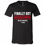 Finally I Got Microchipped, Black, V-Neck T-Shirt