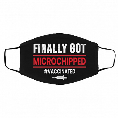 Finally I Got Microchipped, Black, Cloth Face Cover – Medium/Large
