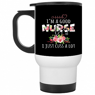 14 oz. White Travel Mug