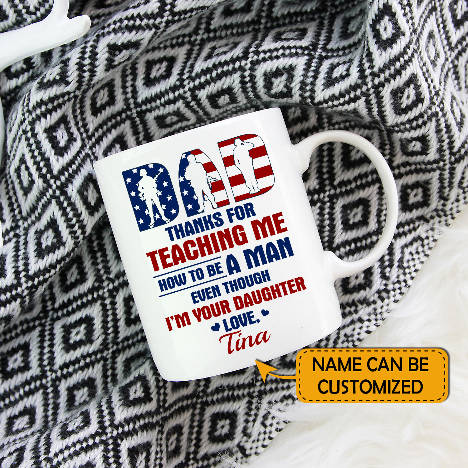 3VT. Dad Thanks For Teaching Me From Daughter Soldier mug mk2