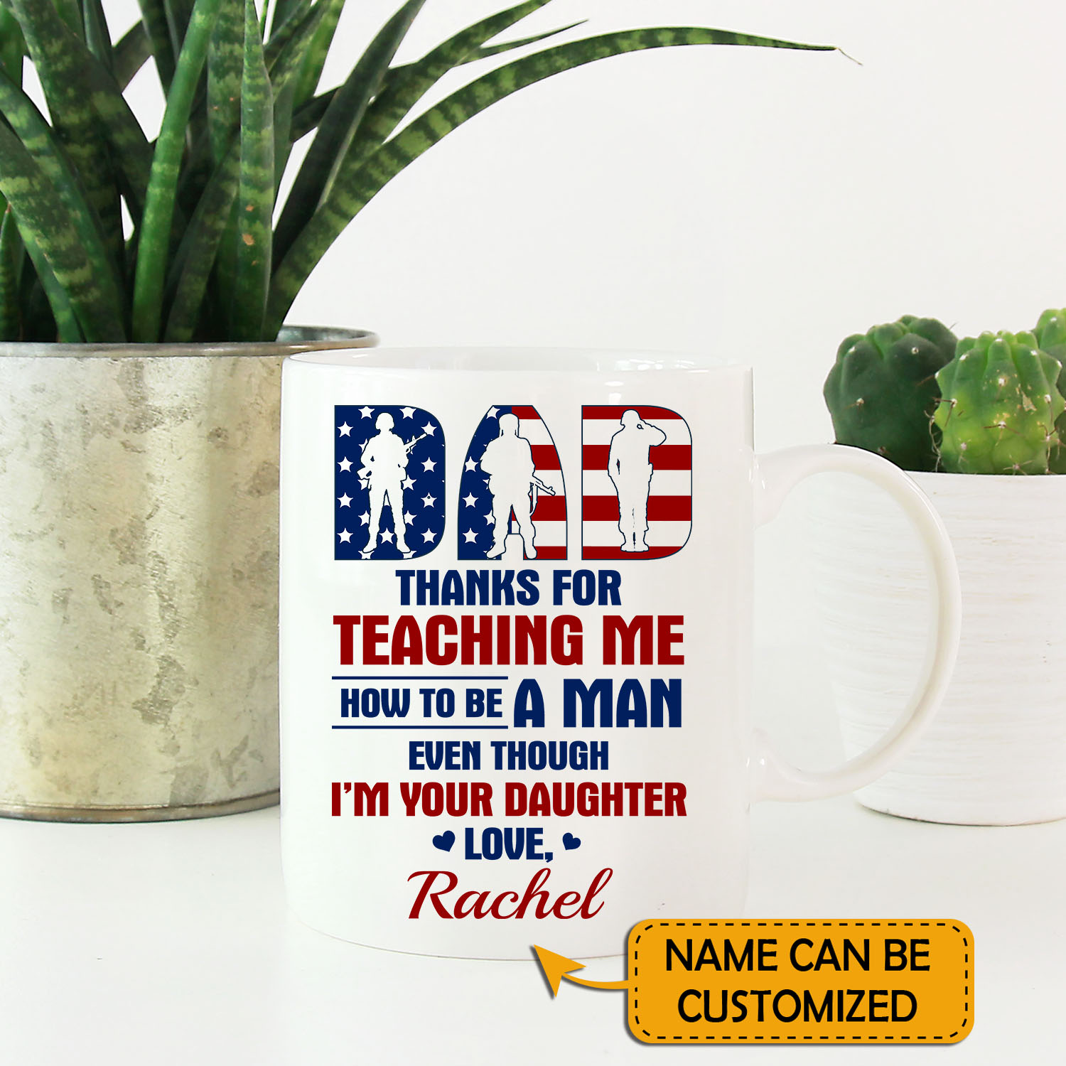 3VT. Dad Thanks For Teaching Me From Daughter Soldier mug mk3