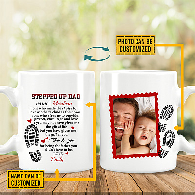 Alternative view of Custom Photo Stepped Up Dad One Who Made The Choice To Love Another's Child Print On 2 Sides Ceramic Coffee Mug