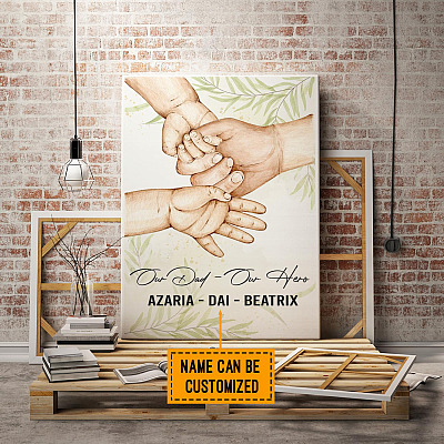 Alternative view of Personalized Our Dad Our Hero Father and Children Unframed Poster - Home Decor Wall Art