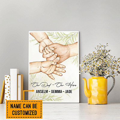 Personalized Our Dad Our Hero Father and Children Unframed Poster - Home Decor Wall Art
