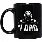#1 Dad Coffee Mug, Black, 11 oz. Black Mug