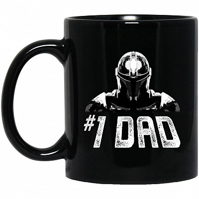 #1 Dad Coffee Mug, Black, 11 oz. Black Mug