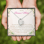 To My Bonus Mom You Mean Way Too Much For Me To Call You Mother In Law Forever Love Heart Pendant Necklace