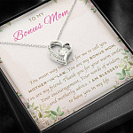 To My Bonus Mom You Mean Way Too Much For Me To Call You Mother In Law Forever Love Heart Pendant Necklace