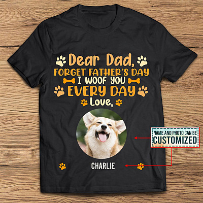 Alternative view of Custom Photo Dog Lovers Gift Forget Father's Day I Woof You Everyday T-Shirt - V-Neck Tee