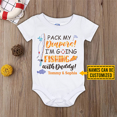 Personalized Pack My Diapers baby Personalized Pack My Diapers I'm Going Fishing with Daddy Baby Onesie