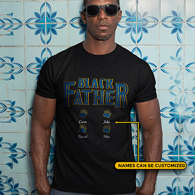 Personalized Black Father T-shirt Black Panther - Personalized Dad T-shirt - Custom Dad Shirt